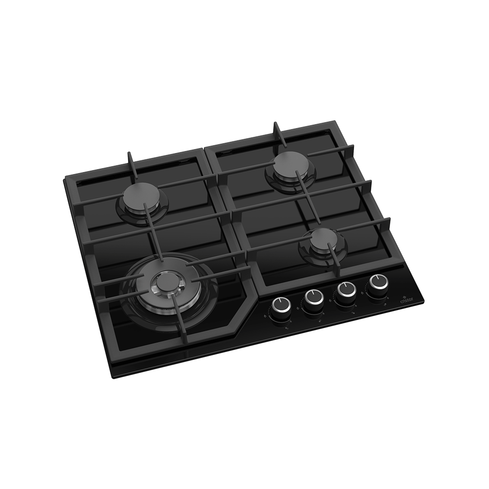 PLAQUE CRISTOR 4F  BLACK GLASS 60CM